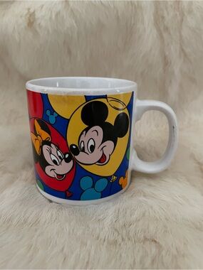 Disney Mickey Mouse Red and Blue Ceramic Mug. Y2K